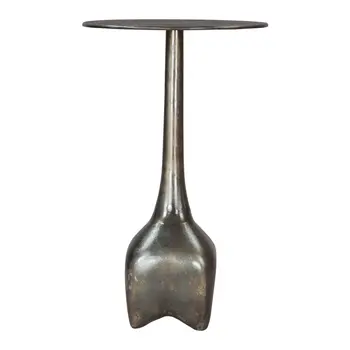 22" Charcoal Aluminum Round Pedestal End Table