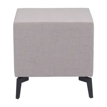 20" Gray and Black Fabric Wood and Steel End Table With Two Drawers