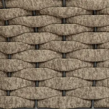 32" Gray And Taupe Woven Aluminum Outdoor Arm Chair with Taupe Cushion