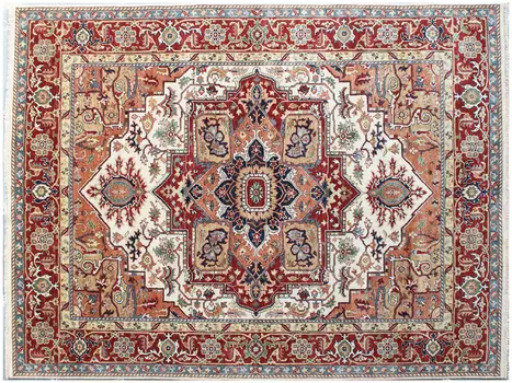 8' X 10' Rust and Gray Oriental Hand Knotted Area Rug With Fringe