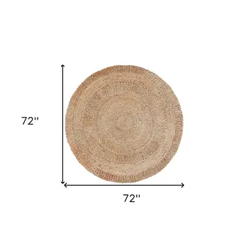 6' Natural Jute Geometric Hand Braided Round Rug
