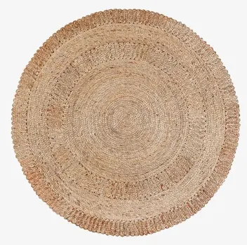 6' Natural Jute Geometric Hand Braided Round Rug