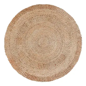 6' Natural Jute Geometric Hand Braided Round Rug