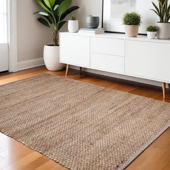 4' X 6' Natural Jute Hand Woven Area Rug