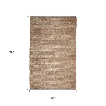 5' X 8' Natural Jute Hand Woven Area Rug