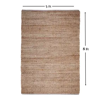 5' X 8' Natural Jute Hand Woven Area Rug