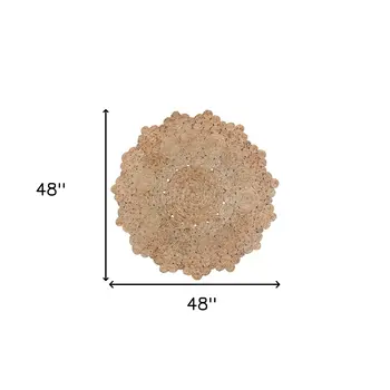 4' Natural Jute Geometric Hand Braided Round Rug
