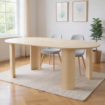 82" Natural Solid Wood Oval Dining Table