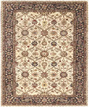 5' X 8' Ivory and Black Oriental Hand Tufted Non Skid Area Rug