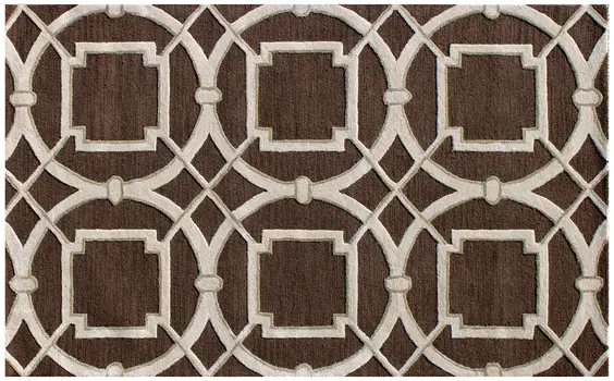 5' X 8' Brown and Ivory Abstract Geometric Hand Tufted Non Skid Area Rug