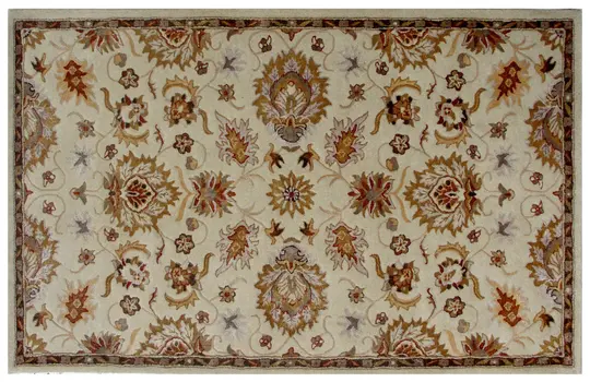 5' X 8' Cream Oriental Hand Tufted Non Skid Area Rug