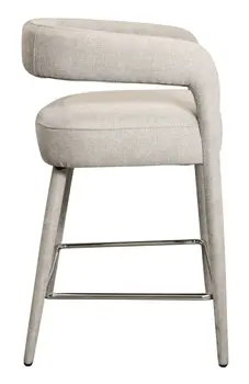 25" Ivory Metal and Fabric Low Back Counter Height Bar Chair