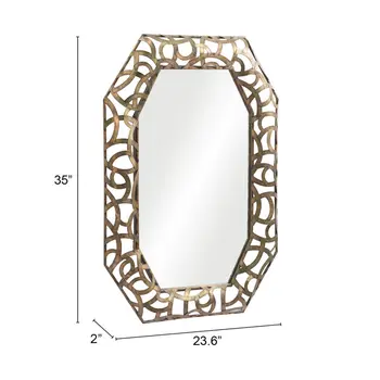 35" Bronze Octagonal Steel Framed Accent Mirror