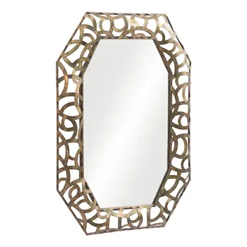 35" Bronze Octagonal Steel Framed Accent Mirror