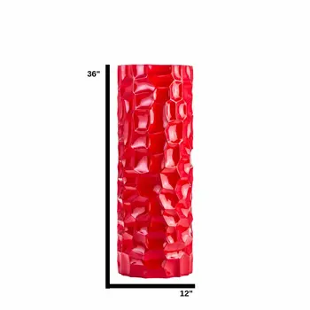 36" Red Faceted Geometric Resin Floor Vase