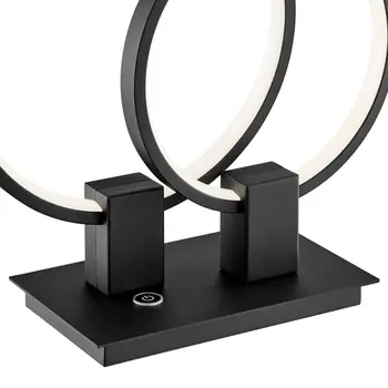 15" Black Metal Two Light Mod Round Circle LED Table Lamp