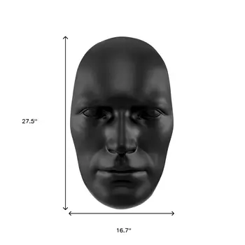 28" X 17" Black Face Resin Oval Hanging Dimensional Sculpture