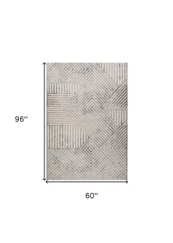 5' X 8' Gray and Beige Abstract Distressed Area Rug