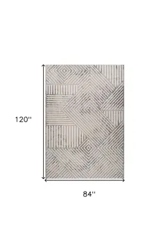 7' X 10' Gray and Beige Abstract Distressed Area Rug