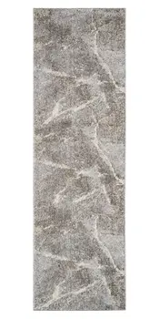 8' Gray And Beige Abstract Distressed Runner Rug