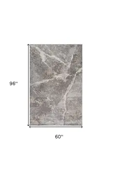 5' X 8' Gray and Ivory Abstract Area Rug