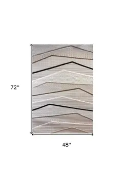 4' X 6' Gray Brown and Beige Abstract Area Rug