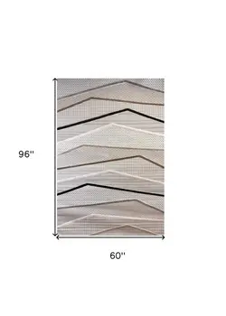 5' X 8' Gray Brown and Beige Abstract Area Rug