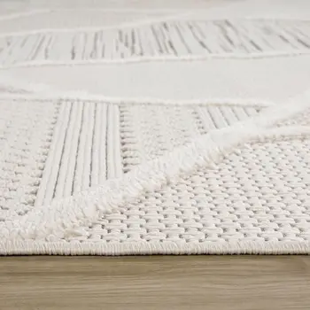 4' X 6' Cream and Beige Geometric Distressed Area Rug
