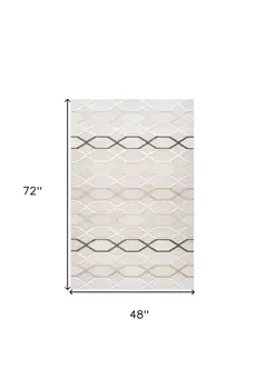 4' X 6' Cream and Beige Abstract Distressed Area Rug