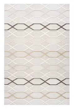 5' X 8' Cream and Beige Abstract Distressed Area Rug