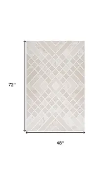4' X 6' Cream and Beige Abstract Distressed Area Rug