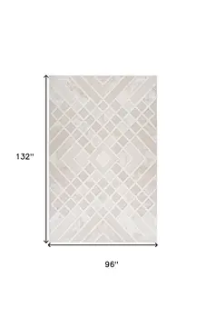 8' X 11' Cream and Beige Abstract Distressed Area Rug