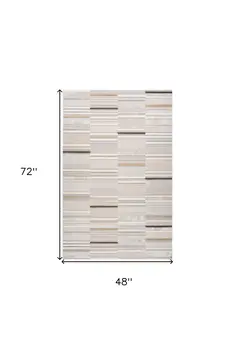 4' X 6' Gray and Beige Abstract Distressed Area Rug