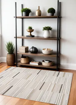 4' X 6' Gray and Beige Abstract Distressed Area Rug