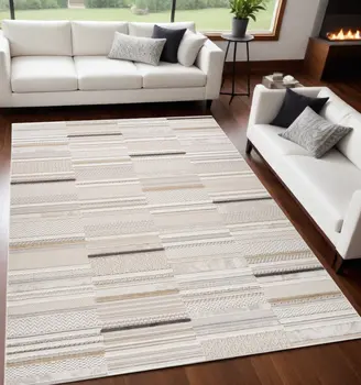 5' X 8' Gray and Beige Abstract Distressed Area Rug