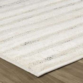 8' Cream and Beige Abstract Distressed Runner Rug