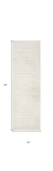 8' Cream and Beige Abstract Distressed Runner Rug