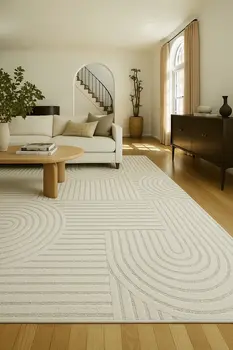 4' X 6' Cream and Beige Abstract Area Rug