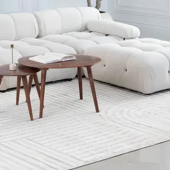 4' X 6' Cream and Beige Abstract Area Rug