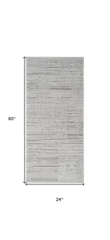 2' X 5' Gray and Ivory Abstract Distressed Area Rug