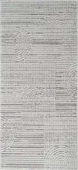 2' X 5' Gray and Ivory Abstract Distressed Area Rug