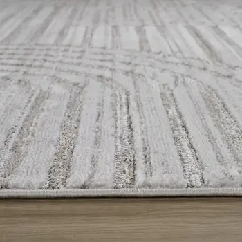8' Gray And Ivory Abstract Distressed Runner Rug