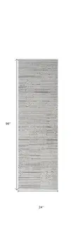 8' Gray And Ivory Abstract Distressed Runner Rug