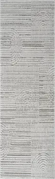 8' Gray And Ivory Abstract Distressed Runner Rug