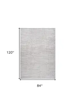 7' X 10' Gray and Ivory Abstract Distressed Area Rug