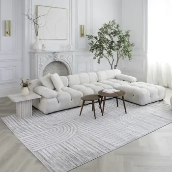 8' X 11' Gray and Ivory Abstract Distressed Area Rug