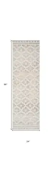8' Gray And Beige Moroccan Distressed Runner Rug