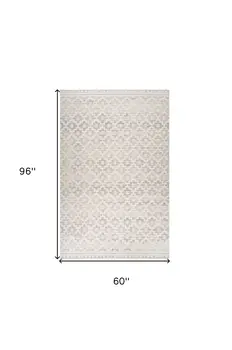 5' X 8' Cream and Beige Moroccan Area Rug