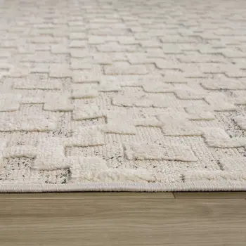 7' X 10' Cream and Beige Moroccan Area Rug