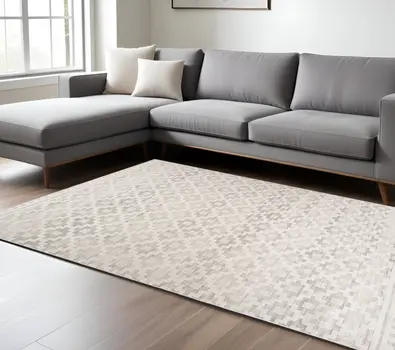8' X 11' Cream and Beige Moroccan Area Rug